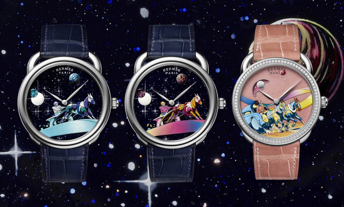 HERMES - ARCEAU - (Space Derby) - 夢幻濾鏡下的美漫英雄!Hermès Arceau Space Derby微繪工藝限量腕錶