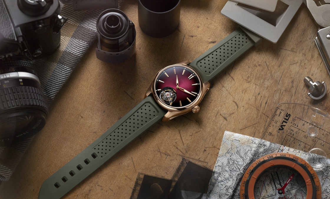 H. MOSER & CIE - PIONEER - 3805-0400 - 錶徑縮小,紅金加持,H. Moser & Cie.推出開拓者陀飛輪酒紅色腕錶