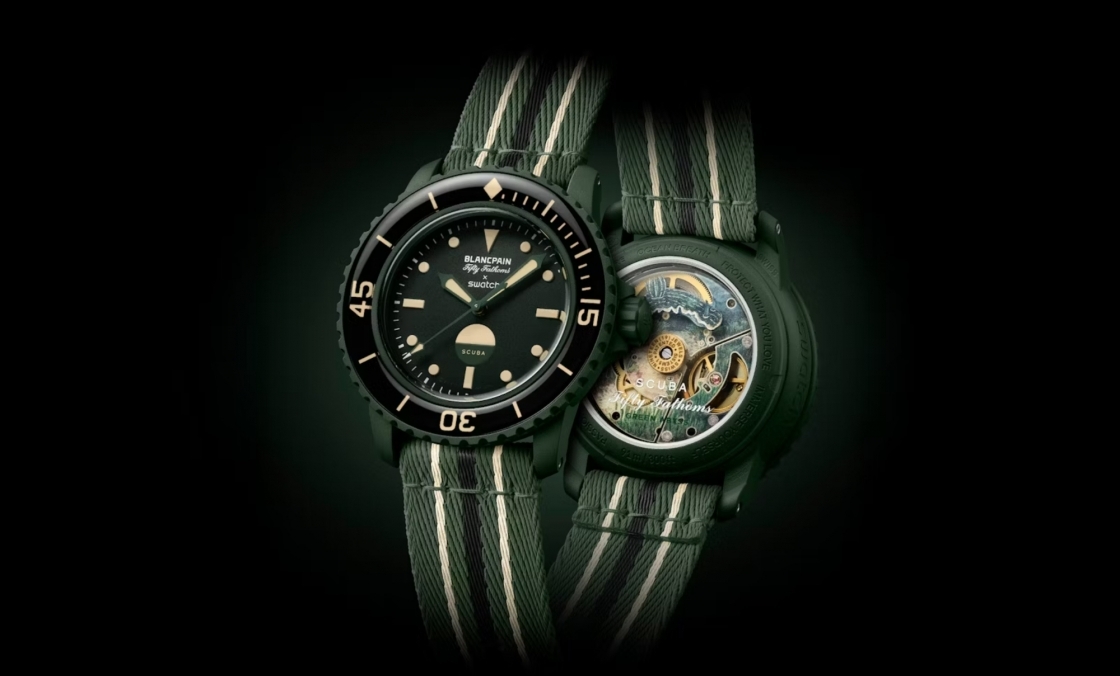SWATCH - Blancpain X Swatch - SO35G100 - Blancpain X Swatch再推新作:Green Abyss腕錶延續五十噚潛水血統
