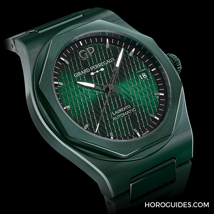 GIRARD-PERREGAUX - LAUREATO - 81010-32-3081-1CX - 英國賽車綠的超激魅力!芝柏表桂冠系列綠色陶瓷腕表阿斯頓·馬丁特別版 42毫米 & 38毫米