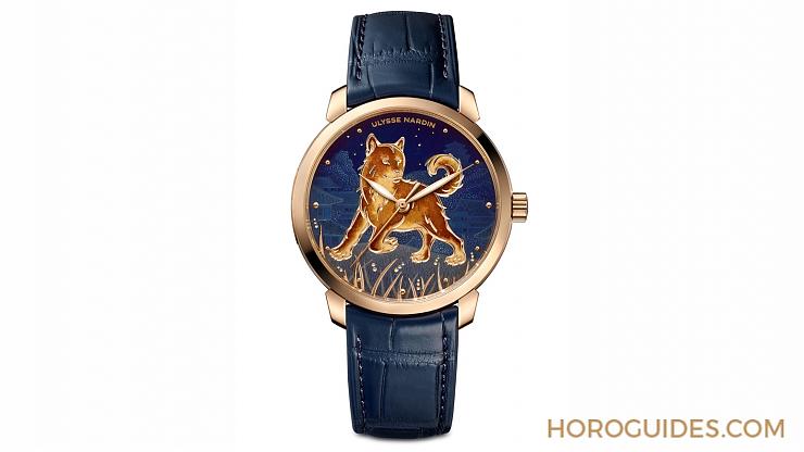 ULYSSE NARDIN - 鎏金 - 8152-111-2/DOG - 琺瑯工藝狗年錶 ULYSSE NARDIN鎏金戌犬