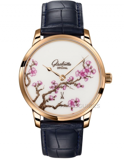 GLASHÜTTE ORIGINAL - SENATOR - 1-36-16-05-05-01 - 格拉蘇蒂原創攜手麥森瓷器，以手繪櫻花錶盤展現德國頂級製錶工藝