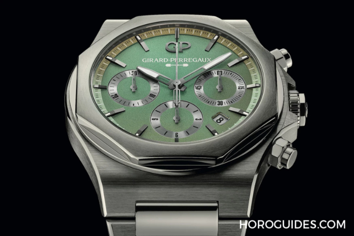 GIRARD-PERREGAUX - LAUREATO - 81020-21-3398-1CM - 虹彩綠面盤耀眼登場:GP芝柏表推出Laureato桂冠系列計時碼錶阿斯頓馬丁限量款