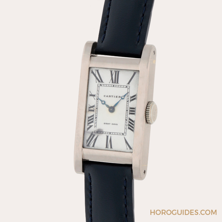 CARTIER - TANK - 罕見古董白金八日鍊Cartier Tank Allongé,現身蘇富比日內瓦拍賣