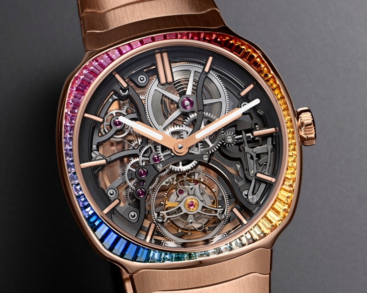 H. MOSER & CIE - STREAMLINER - 6814-0401 - 虹光穿鏤,一舞陀飛輪|H. MOSER & CIE.推出兩款全新Streamliner Tourbillon Skeleton Rainbow