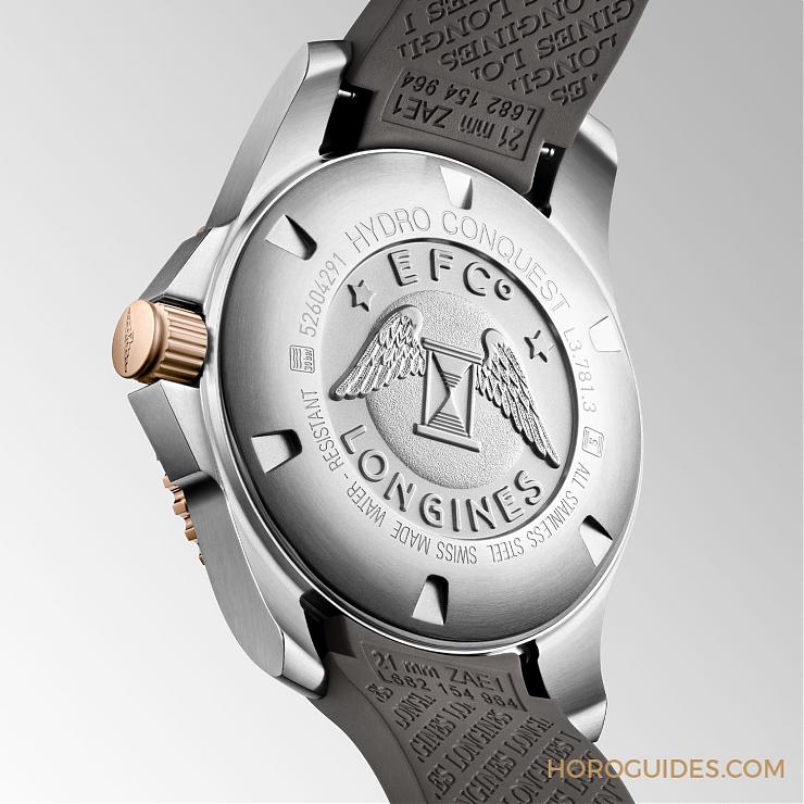 LONGINES - HYDRO CONQUEST - L3.781.3.78.7 - 雙色奢華感受｜浪琴推出玫瑰金PVD雙色設計HydroConquest腕錶