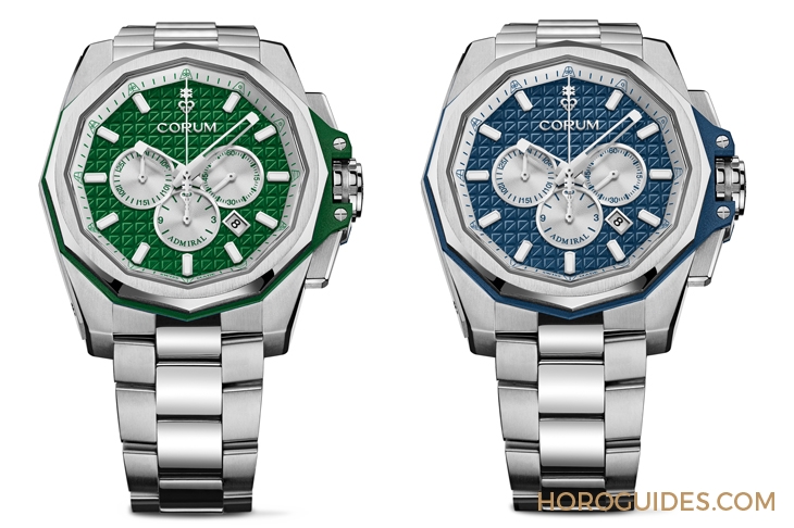 CORUM - ADMIRAL - A132/04274 - 選擇障礙了!Corum Admiral 45海軍上將計時碼錶藍面、綠面全新靚色限量上市