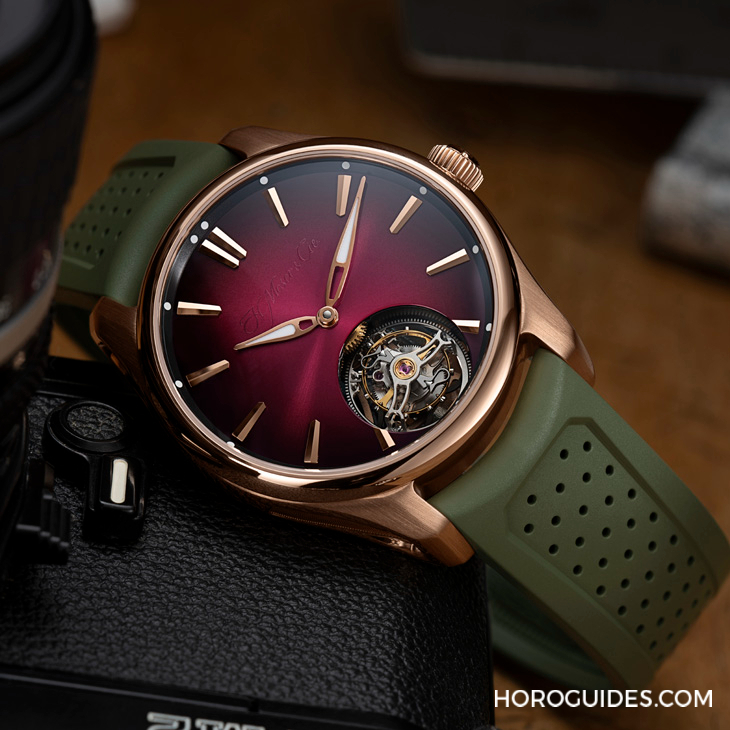 H. MOSER & CIE - PIONEER - 3805-0400 - 錶徑縮小，紅金加持，H. Moser & Cie.推出開拓者陀飛輪酒紅色腕錶