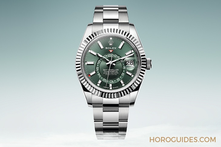 ROLEX - SKY-DWELLER - 336934-0001 - 勞力士天行者Sky-Dweller半金材質推出薄荷綠新色,玫瑰金材質搭配專屬藍綠色錶盤