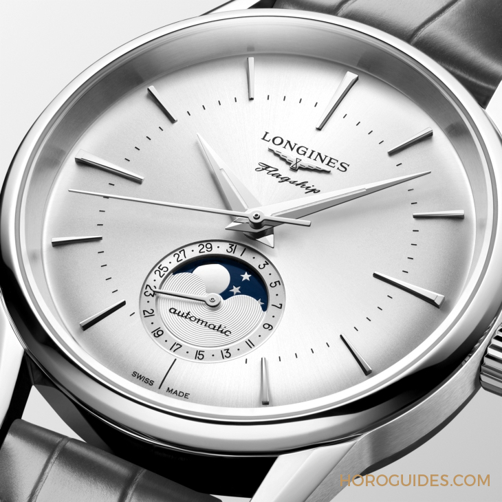 LONGINES - FLAGSHIP - L4.815.4.78.2 - 優雅美學新添月相功能｜浪琴表LONGINES Flagship Heritage月相腕錶
