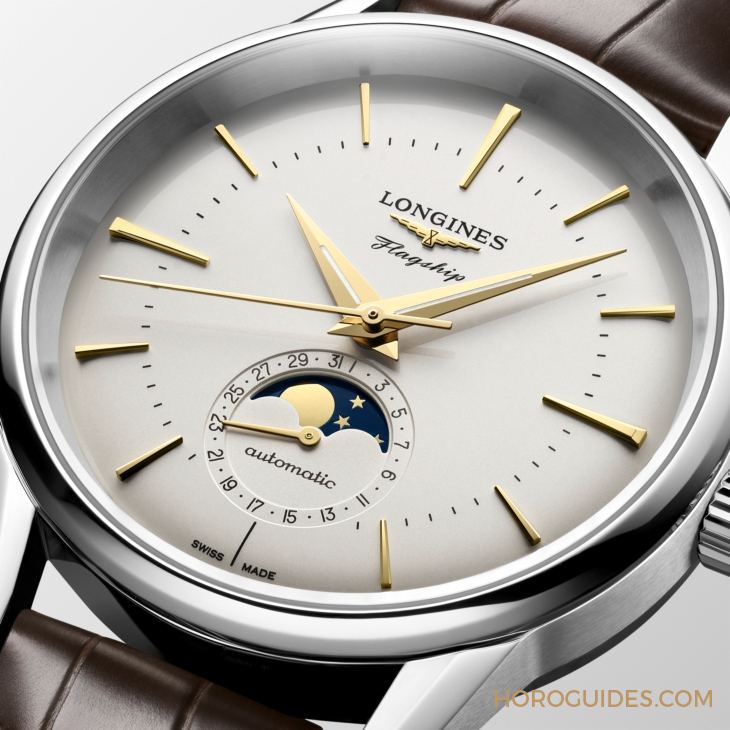 LONGINES - FLAGSHIP - L4.815.4.78.2 - 優雅美學新添月相功能｜浪琴表LONGINES Flagship Heritage月相腕錶