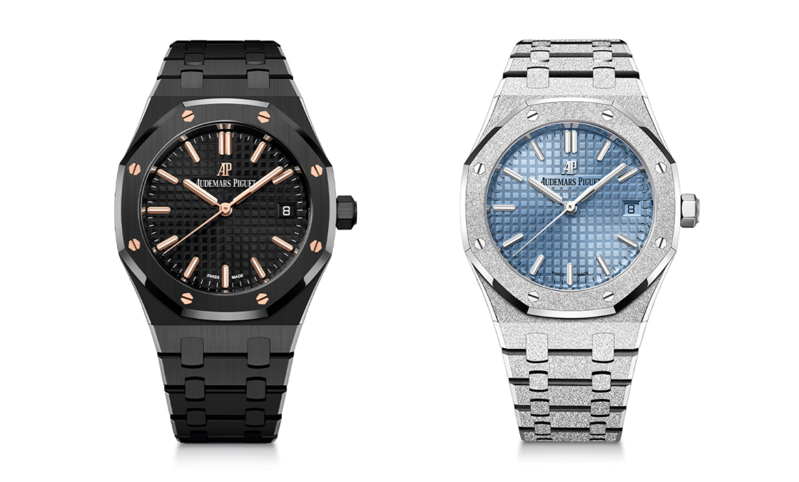 AUDEMARS PIGUET - ROYAL OAK - 77350CE.OO.1266CE.01 - 愛彼新作連發！皇家橡樹34mm自動上鍊腕錶-黑陶瓷款＆淺藍面霜金款