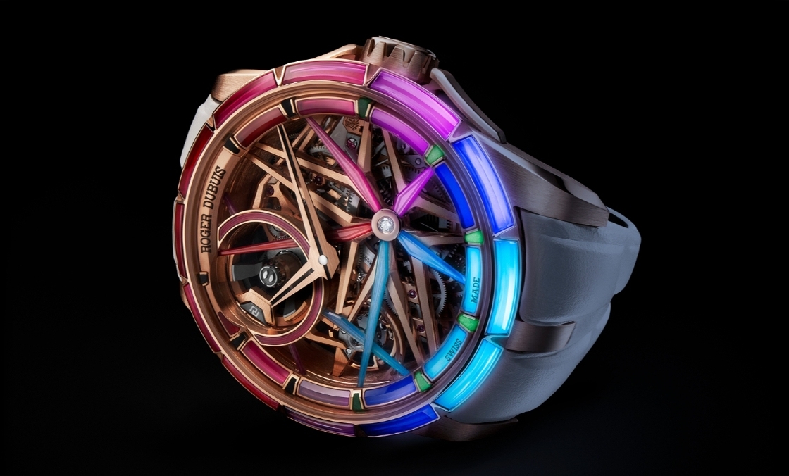 ROGER DUBUIS - EXCALIBUR - RDDBEX0950 - 自帶螢光效果的漸變色寶石圈!日夜都炫目的Roger Dubuis王者系列夜光單擺輪腕錶
