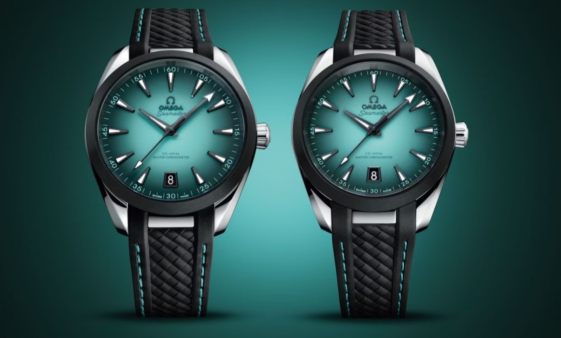 OMEGA - SEAMASTER - 220.32.41.21.03.001 - 碧波遇墨影|OMEGA海馬Aqua Terra推出38與41mm綠松石面配黑色陶瓷錶圈新款