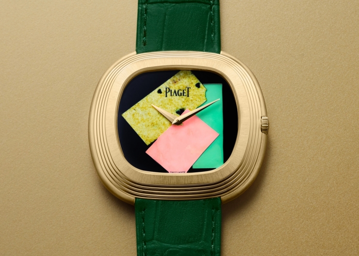 寶石版普普拼貼!Piaget Andy Warhol系列 Collage 18K黃金彩色寶石面盤自動上鍊腕錶