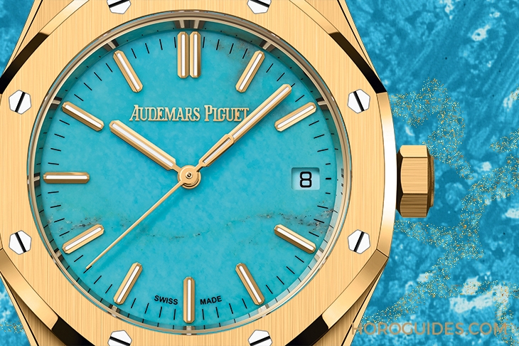 AUDEMARS PIGUET - ROYAL OAK - 15550BA.OO.1356BA.01 - 愛彼Royal Oak皇家橡樹自動上鍊腕錶,黃金錶殼搭配天然綠松石錶面