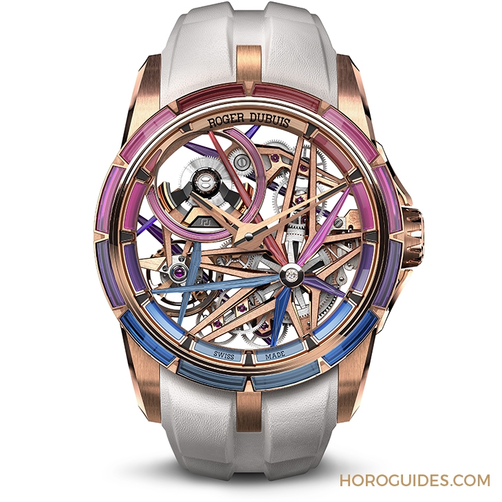ROGER DUBUIS - EXCALIBUR - RDDBEX0950 - 自帶螢光效果的漸變色寶石圈！日夜都炫目的Roger Dubuis王者系列夜光單擺輪腕錶