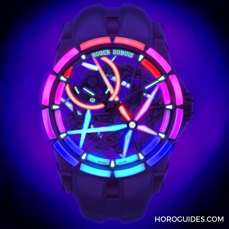 ROGER DUBUIS - EXCALIBUR - RDDBEX0950 - 自帶螢光效果的漸變色寶石圈！日夜都炫目的Roger Dubuis王者系列夜光單擺輪腕錶