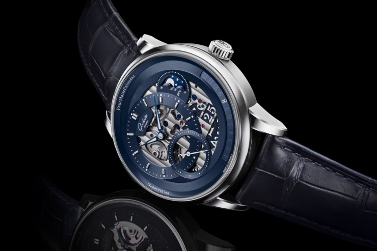 GLASHÜTTE ORIGINAL - PANO - 1-92-11-01-03-61 - 格拉蘇蒂原創再創經典,全新PanoMaticCalendar 偏心年曆「晨曦藍」鏤空腕錶登場