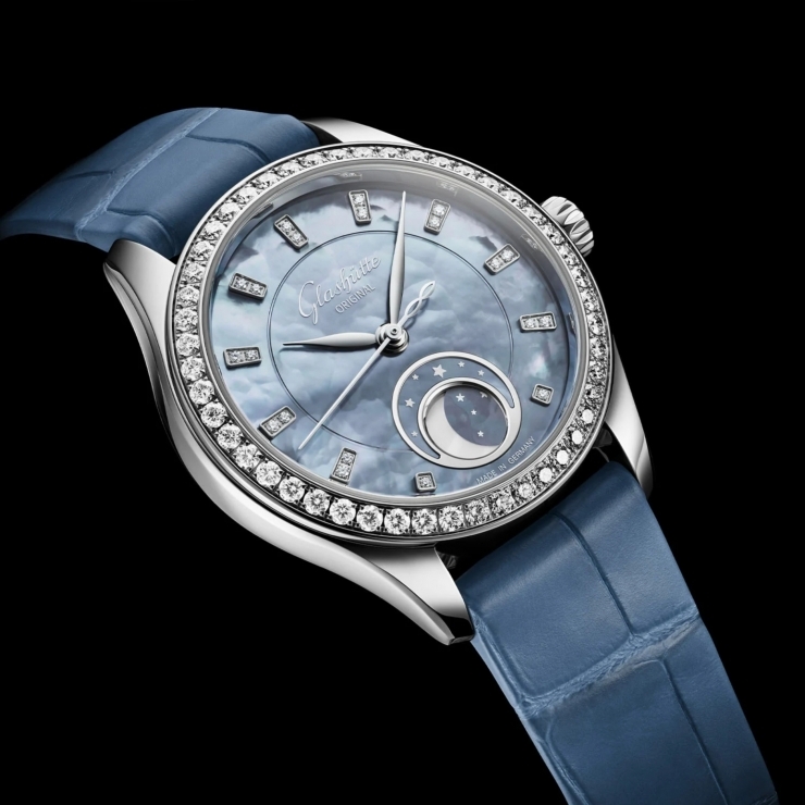 GLASHÜTTE ORIGINAL - LADIES - 1-35-14-04-12-04 - 格拉蘇蒂原創 Serenade Luna 小夜曲月相腕錶「天際藍」：一枚以城市天空為靈感的女錶