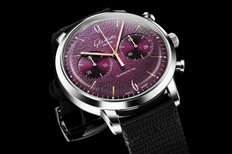 GLASHÜTTE ORIGINAL - Vintage - 1-39-34-08-22-04 - 格拉蘇蒂原創Glashütte Original Sixties Chronograph 年度版，以紫羅蘭色重現六零年代黑膠歲月