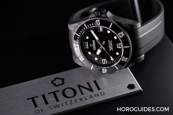 TITONI - SEASCOPER - 83600 C-RA-256 - 夏末黑魂大魔王來襲 TITONI Seascoper CarbonTech 彩虹圈大升級