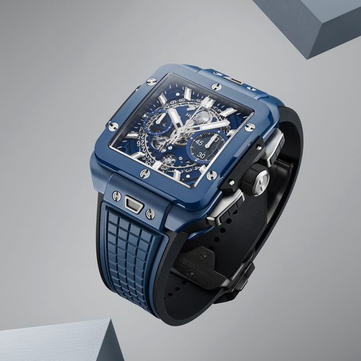 HUBLOT - SQUARE BANG - 821.EX.5170.RX - 潮穿搭也能展現實用機能｜Hublot Square Bang Unico藍面計時碼錶