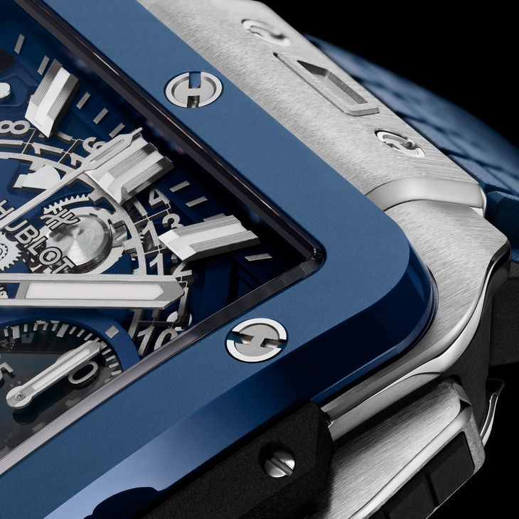 HUBLOT - SQUARE BANG - 821.EX.5170.RX - 潮穿搭也能展現實用機能｜Hublot Square Bang Unico藍面計時碼錶