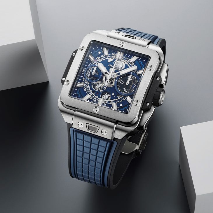HUBLOT - SQUARE BANG - 821.EX.5170.RX - 潮穿搭也能展現實用機能｜Hublot Square Bang Unico藍面計時碼錶