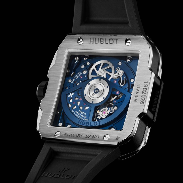 HUBLOT - SQUARE BANG - 821.EX.5170.RX - 潮穿搭也能展現實用機能｜Hublot Square Bang Unico藍面計時碼錶