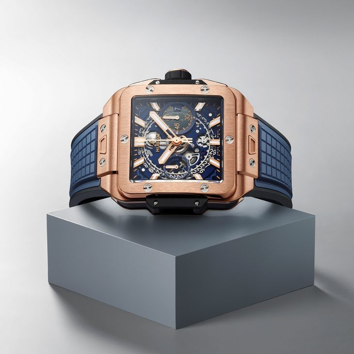 HUBLOT - SQUARE BANG - 821.EX.5170.RX - 潮穿搭也能展現實用機能｜Hublot Square Bang Unico藍面計時碼錶