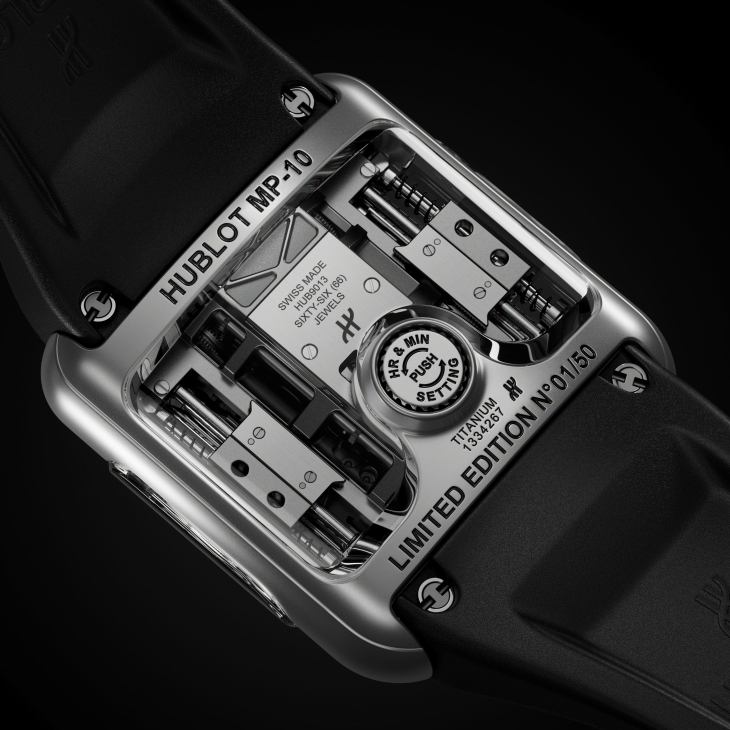 HUBLOT - MP - 910.JX.0001.RT - HUBLOT MP-10 雙垂直上鍊陀飛輪腕錶 推出全新藍寶石款及 All Black 黑陶瓷款