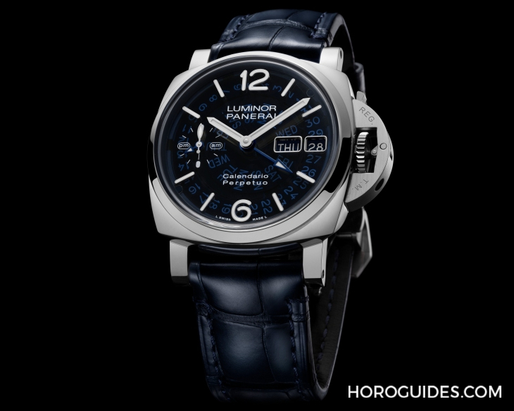 PANERAI - LUMINOR - 透視深海時間｜PANERAI全新Luminor萬年曆兩地時間鉑金腕錶PAM01575