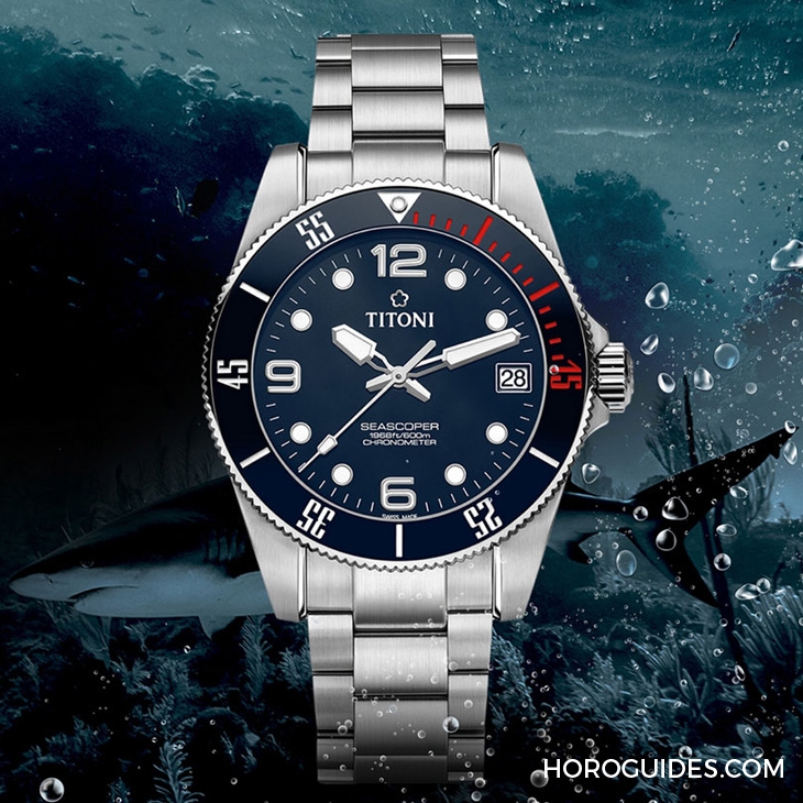 TITONI - SEASCOPER - 83600 S-BE-255 - 強大規格奇襲!Titoni海洋探索系列600米深潛腕錶