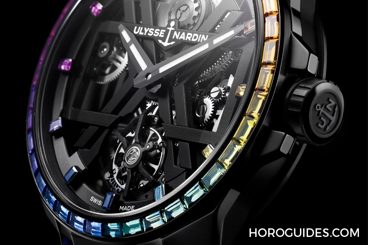 ULYSSE NARDIN - DIVER - 1723-400B1LE-2B-RAIN/1A - 以彩虹寶石圈入作,Ulysse Nardin Blast彩虹陀飛輪腕錶、Lady Diver美人魚潛水彩虹腕