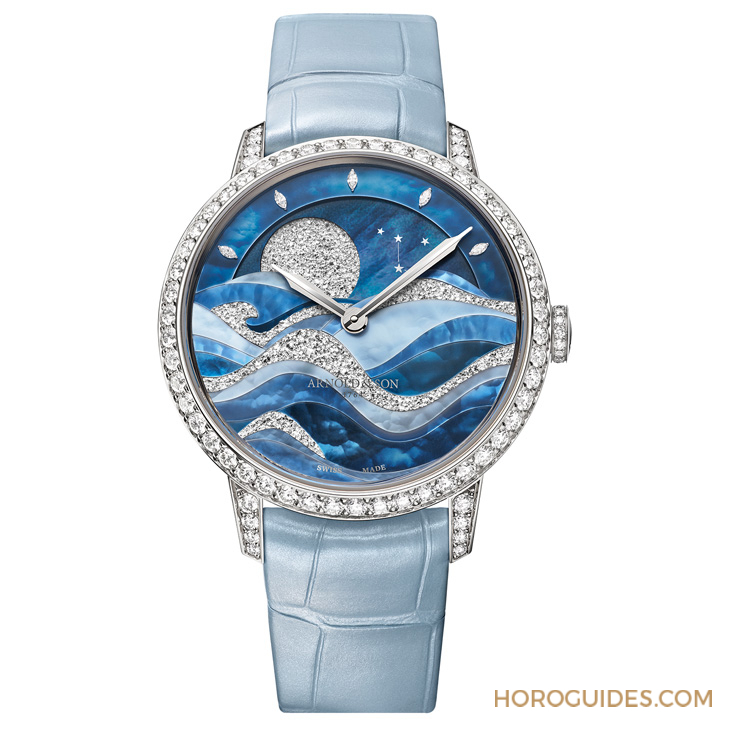 ARNOLD & Son - PERPETUAL MOON - 1GLMW.Z04A.C284A - Arnold & Son招牌超大月相窗以釕晶體形塑又美又魔幻的夜色美學｜恒久月相38午夜潮汐腕錶