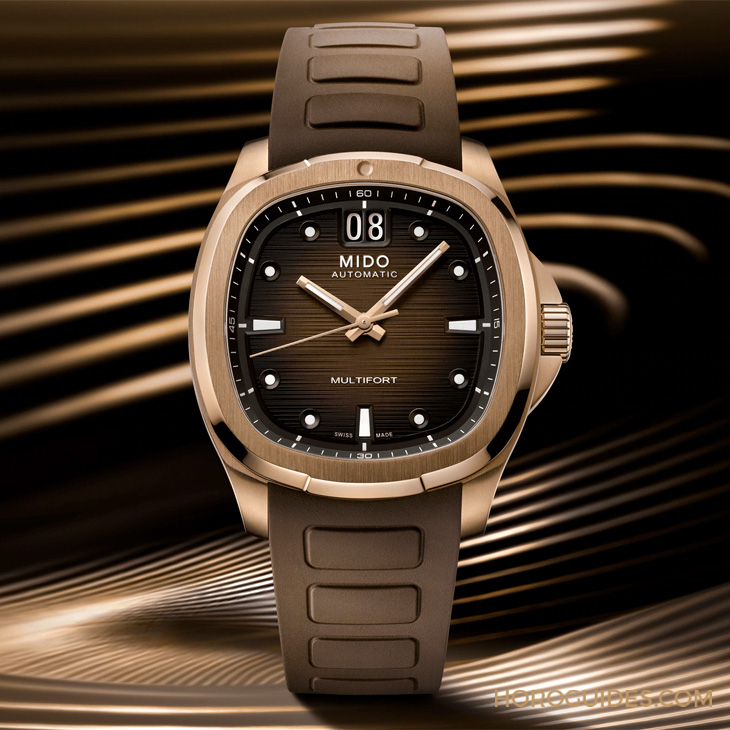 MIDO - MULTIFORT - M049.526.37.291.00 - 電視機殼型復古摩登魅力再襲，MIDO先鋒系列TV腕錶以漸變巧克力色面盤溫暖深冬