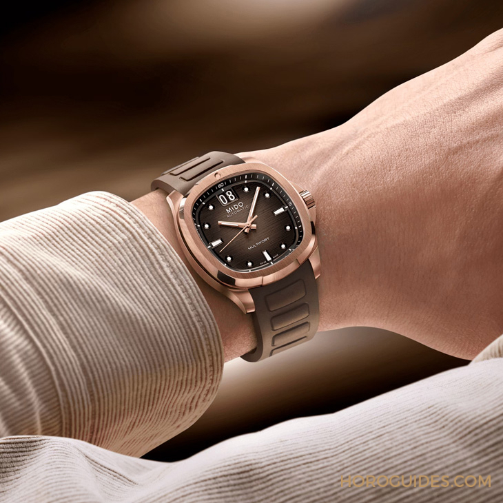 MIDO - MULTIFORT - M049.526.37.291.00 - 電視機殼型復古摩登魅力再襲，MIDO先鋒系列TV腕錶以漸變巧克力色面盤溫暖深冬