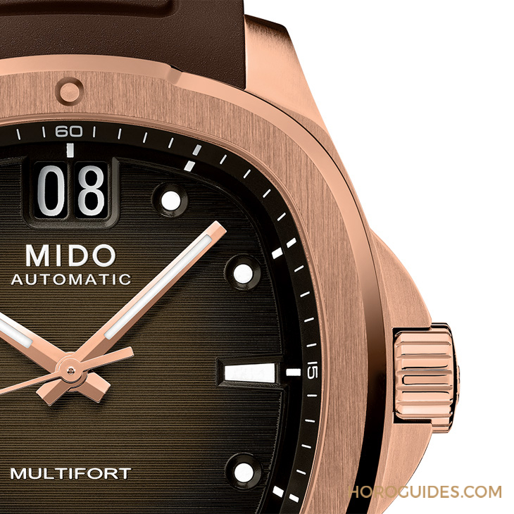 MIDO - MULTIFORT - M049.526.37.291.00 - 電視機殼型復古摩登魅力再襲，MIDO先鋒系列TV腕錶以漸變巧克力色面盤溫暖深冬