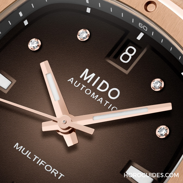 MIDO - MULTIFORT - M049.526.37.291.00 - 電視機殼型復古摩登魅力再襲，MIDO先鋒系列TV腕錶以漸變巧克力色面盤溫暖深冬